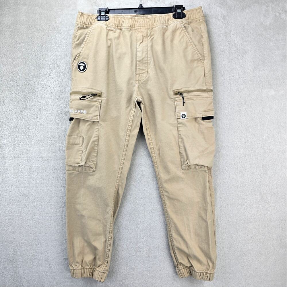 AAPE by Bathing Ape Bape Jogger Cargo Pants Mens Large Beige Khaki